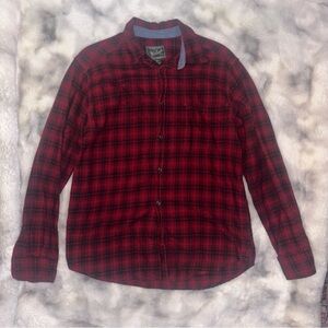 Woolrich Men's Red and Black Checkered Shirt